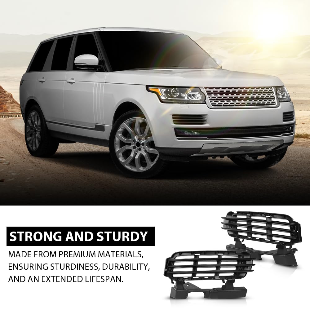 G-PLUS Front Bumper Grille Compatible with Range Rover 2013 2014 2015 2016 2017 Black Grill Insert LR046709