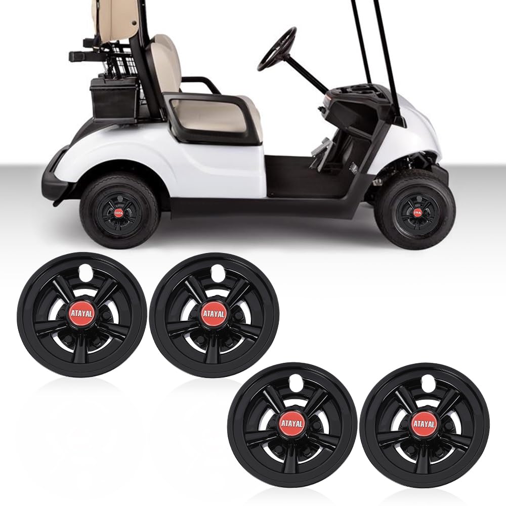 G-PLUS Golf Cart Wheel Covers Hub Caps 8" Black Compatible with EZGO, Club Car & Yamaha