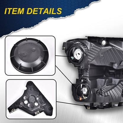 G-PLUS Headlights Assembly, Compatible with 2015 2016 2017 Ford F150 bumper Headlamp, Smoky lens Black Housing Clear Reflector