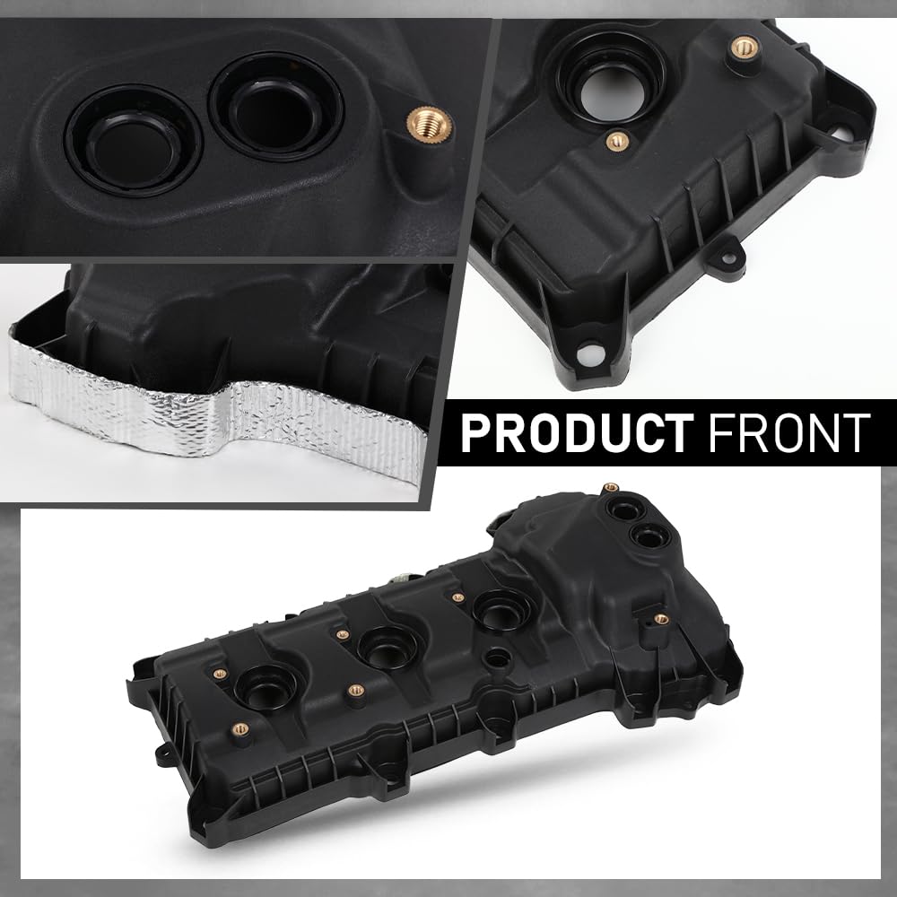 G-PLUS Engine Valve Cover Set Compatible with Ford Edge 2011-2018 Fit Ford F150 Mustang 2011-2017 w/o Cam Sensor Port Hole, Non-Turbo Black