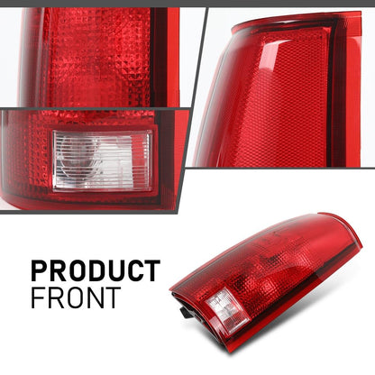G-PLUS Tail Lights Assembly w/o Connector Circuit & Bulb Compatible with Chevy/GMC C/K 1500 2500 3500 1988-1999 Rear Brake Lamps Luces Traseras, GM2800104, Red Lens