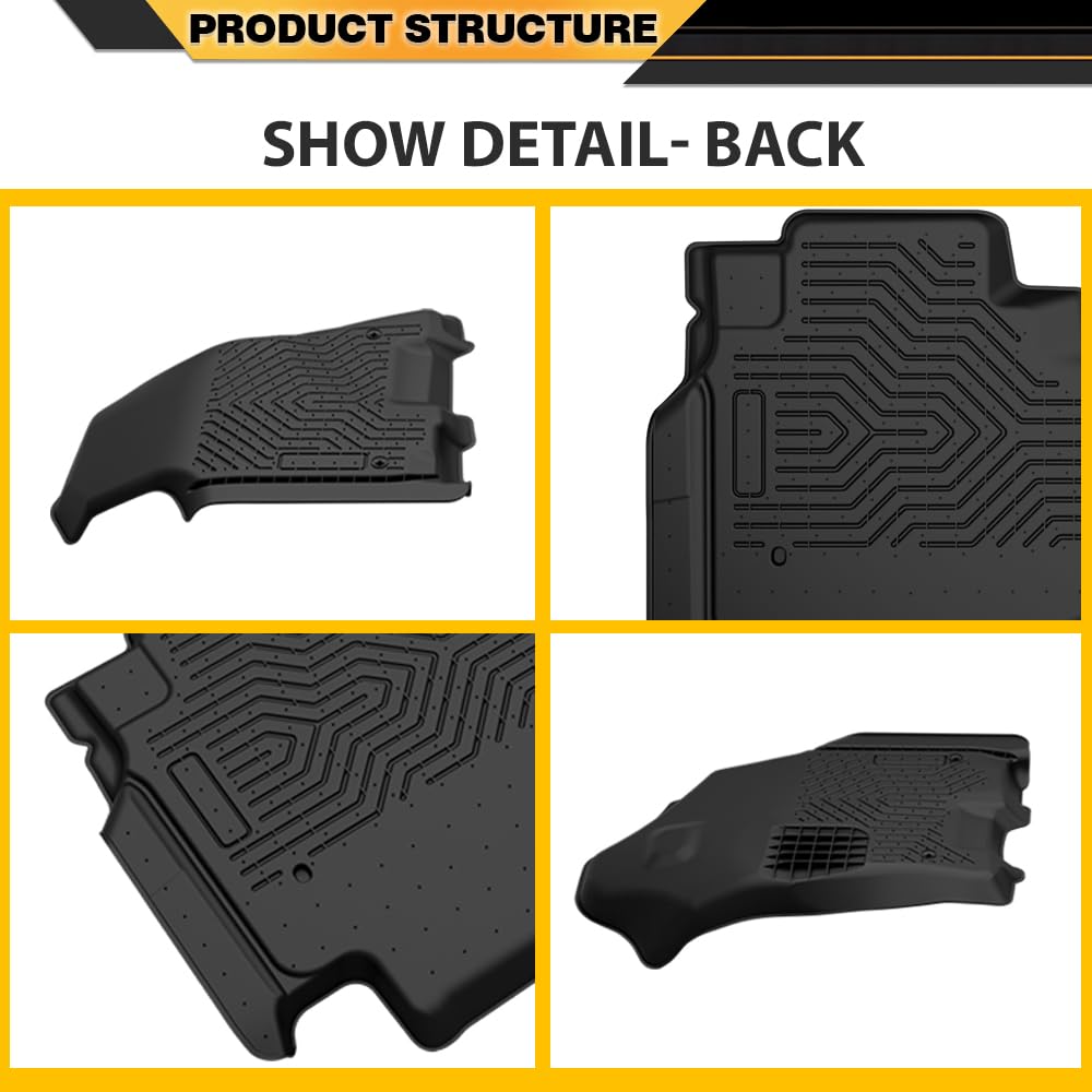 G-PLUS TPE Cargo Liners, Compatible with Dodge Ram 1500 Crew Cab New Body Without Storage 2019-2024 (NOT Classic Models),Black, Floor Liner Full Cover Protection 1st & 2nd Row 3PCS