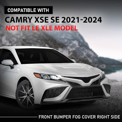 G-PLUS Front Right Bumper Fog Light Cover, Compatible with Toyota Camry XSE SE 2021-2024, NOT Fit LE XLE Model, Passenger Side, 8148106220, TO1039242