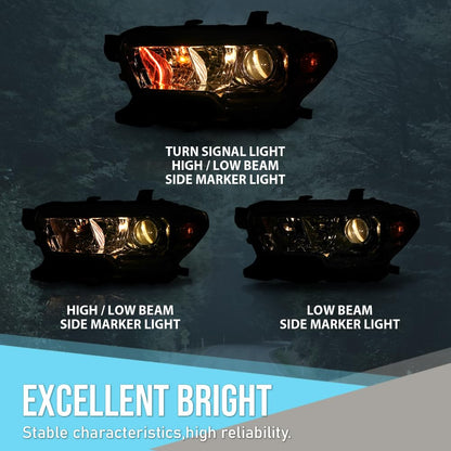 G-PLUS Headlight Assembly Left Side Compatible with Toyota Tacoma SR Crew Cab/Extend Cab Pickup 2019-2023 White