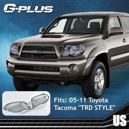 G-PLUS Front Headlight Lenses Cover, Compatible with 2005-2011 Toyota Tacoma, Left & Right Side Replacement Pair (Smoky Lens)