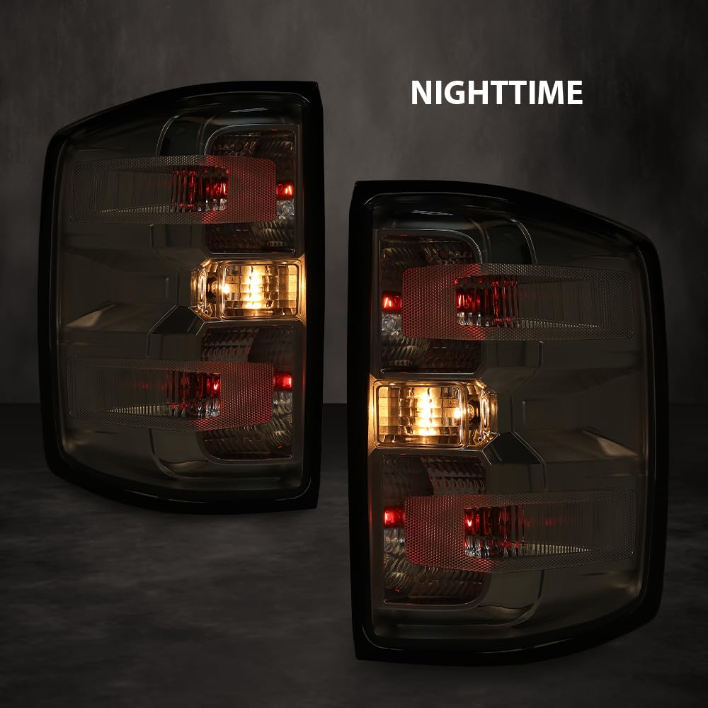 G-PLUS Tail Lights w/Bulbs Fit Chevy Silverado 1500 2014-2018/Fit Silverado 1500 LD 2019/Fit Silverado 2500 HD 3500 HD 2015-2019,Rear Lamp Clear Lens Luces Traseras, Faros TraserosAssembly