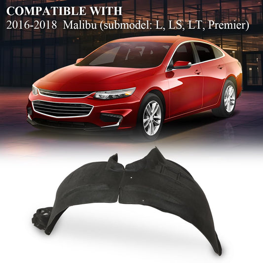 G-PLUS Front Fender Liner Left Driver Side Compatible with Chevy Malibu (submodel: L, LS, LT, Premier) 2016-2018 84062808 GM1248279