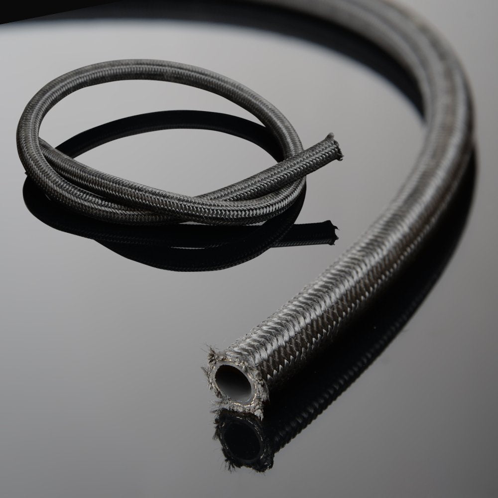 G-PLUS Stainless Steel Oil/Fuel Hose & Fitting Hose End Adaptor Kit,Transmission Gas Oil Fuel Line Fittings Kit 5 Meter Universal Replacement (12AN, Black)