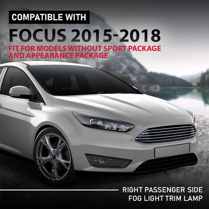 G-PLUS Fog Light Trim Cover, Compatible with Ford Focus 2015-2018, Passenger Side, F1EZ15266A, FO1039151 Black Right
