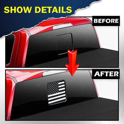 G-PLUS Rear Middle Window American Flag Decal Sticker Compatible with 2015-2021 F150/250/350 (Black),Window Glass Flag Vinyl Sticker Exterior Accessories