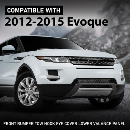 G-PLUS Front Bumper Tow Hook Eye Cover Lower Valance Panel Compatible with Range Rover Evoque 2012-2015 Silver