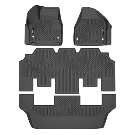 G-PLUS Floor Mats Fit for Chrysler Pacifica 2017 2018 2019 2020 2021 2022 2023 2024 2025 (No Hybrid Models),Fit 7 and 8 Passenger Model,TPE All Weather Car Floor Liners Cargo Liners Accessories Black