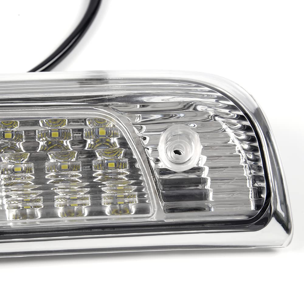 G-PLUS Rear LED Third Brake Light Compatible With 2014-2018 Chevy Silverado/GMC Sierra1500/2500HD/3500,3RD Cargo Led Tail Lamps Chrome Housing,Clear lens