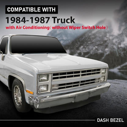 G-PLUS Dash Bezel Compatible with 1984-1987 Chevy GMC Truck Instrument Cluster Bezel w/Air Conditioning & Lower Column Cover (w/o Wiper Switch Hole) Replace for 14057869