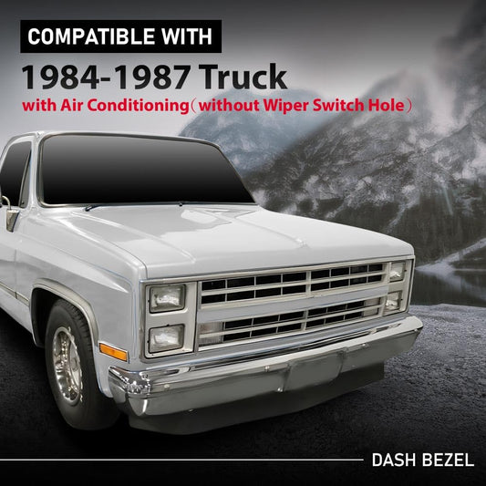 G-PLUS Dash Bezel Compatible with 1984-1987 Chevy GMC Truck Instrument Cluster Bezel w/Air Conditioning & Lower Column Cover (w/o Wiper Switch Hole) Replace for 14057869
