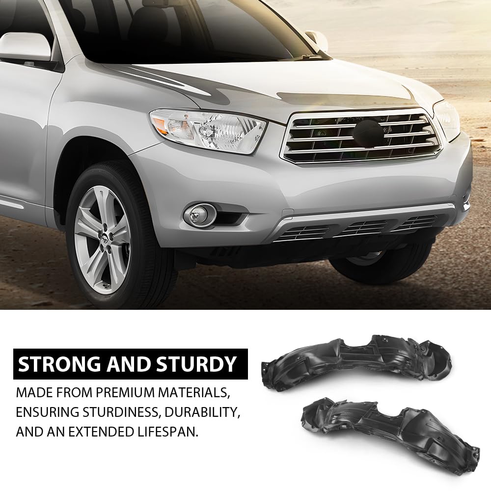 G-PLUS Pair Front Fender Liners Inner Assembly, Compatible with Toyota Highlander 2008-2010, Left Driver & Right Passenger Side 2PCS, TO1248150C, TO1249150C