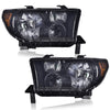 G-PLUS Headlights Assembly, Compatible with Toyota Tundra 2007-2013/2008-2017 Sequoia Bumper Headlamps, Smoky Lens Black Housing Amber Reflector,faros delanteros