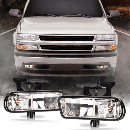 G-PLUS Front Bumper Fog Lamps Pair Compatible with 2000-2006 GMC Yukon/Yukon XL Front Bumper Fog Light, Driver & Passenger Side Clear Lens (Not fit Denali models) GM2592110 GM2593110