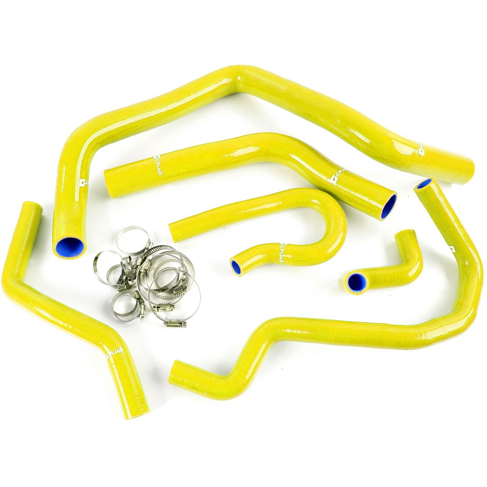 G-PLUS Silicone Radiator Coolant Hose Pipe Kit w/Clamps Compatible With Honda Civic Type-R EK EG B16A B18C B20B 1992-2000 Yellow 6 PCS