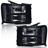 G-PLUS Headlights Assembly Compatible with GMC Sierra 1500 2007-2013 /Fit GMC Sierra 2500HD 3500HD 2007-2014 Headlamps Left and Right Smoky Lens Black Housing Clear Reflector,faros delanteros