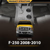 Floor Mats Fit Ford F250 F350 F450 Crew Cab 2008-2010 Without Manual Shifter (Footwell Coverage) All Weather Full Cover Protection TPE Car Floor Cargo Liners, Black,alfombras para carro