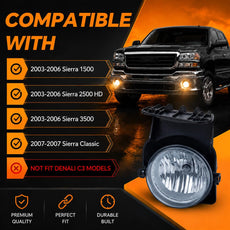 G-PLUS Fog Lights for GMC Sierra 1500 2500HD 3500 2003-2006 Front View
