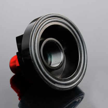 G-PLUS Aluminum Oil Filter Relocation Male Sandwich Fitting Adapter Plate Kit 3/4X16 / M20X1.5 Red and Black
