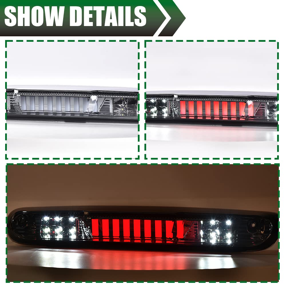 G-PLUS LED Third Brake Light Compatible With 07-14 Chevy Silverado/GMC Sierra,3RD LED Bar Brake/Cargo Light,Type I (Smoky lens Chrome Housing Amber Reflector)