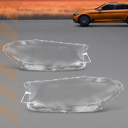 G-PLUS Headlight Lens Cover Compatible with BMW G30 G31 G38 5 Series 2016-2020 63117214962, 63117214961 Left & Right Pair Front Headlamp Lens Cover Clear