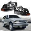G-PLUS Headlights Assembly Fit Chevy S10 Pickup/Blazer 1998 1999 2000 2001 2002 2003 2004 Bumper Headlamps Clear Lens Black Housing Amber Reflector 16526217 16526218 15098267 15098268,faros delanteros