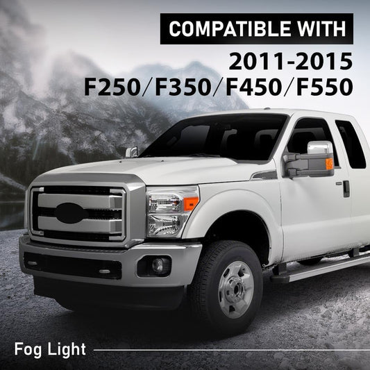 G-PLUS Fog Lights Front Bumper Fog Lamp Driver and Passenger Side w/Harness Compatible with Ford F250 F350 F450 F550 Super Duty 2011-2016 BC3Z15200A, BC3Z15201A,FO2593230, FO2592230 Clear Lens