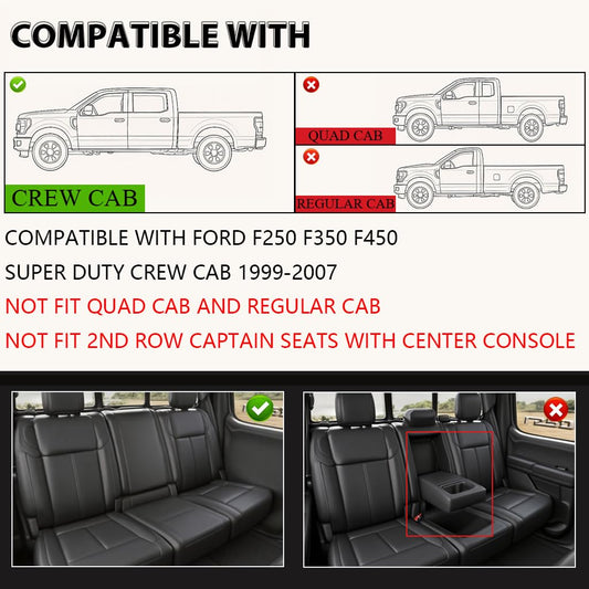 G-PLUS Floor Mats 3PCS Fit for Ford F250 F350 Super Duty Crew Cab Models 1999-2007,TPE Custom Fit All Weather Floor Liners 1st & 2nd Row Car Mats