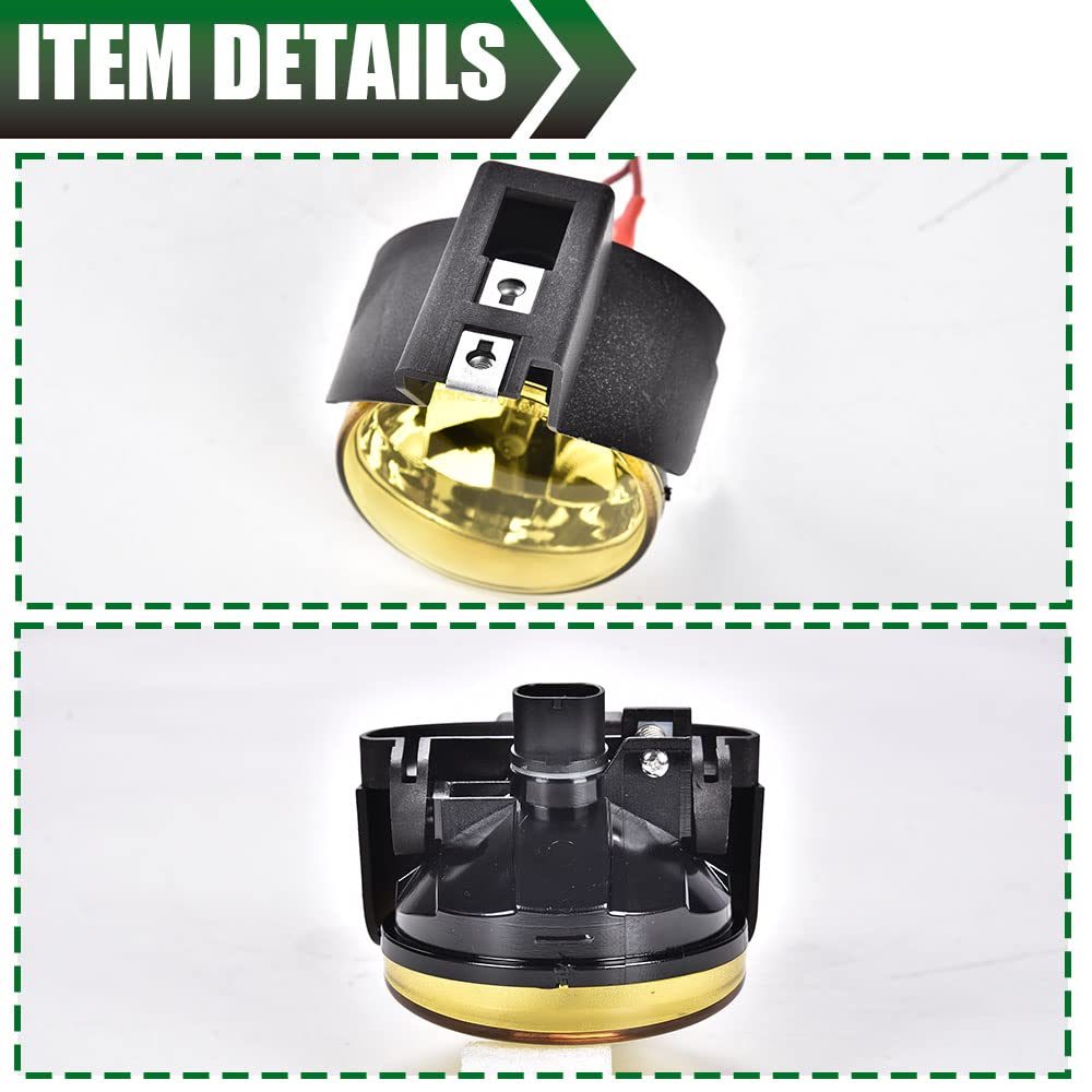 G-PLUS Front Bumper Fog Light Compatible with Dodge Dakota Pickup Truck 1997-2000/Durango SUV 1998-2000 Driving Fog Lamps Driver & Passenger Side Pair,Yellow lens