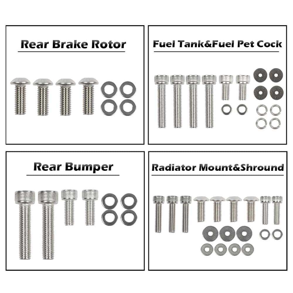 G-PLUS ATV Bolt Screw Kit Set 378 Piece Compatible with Yamaha Banshee 350 YFZ350 1987-2006 Polished Stainless Silver Color Iron