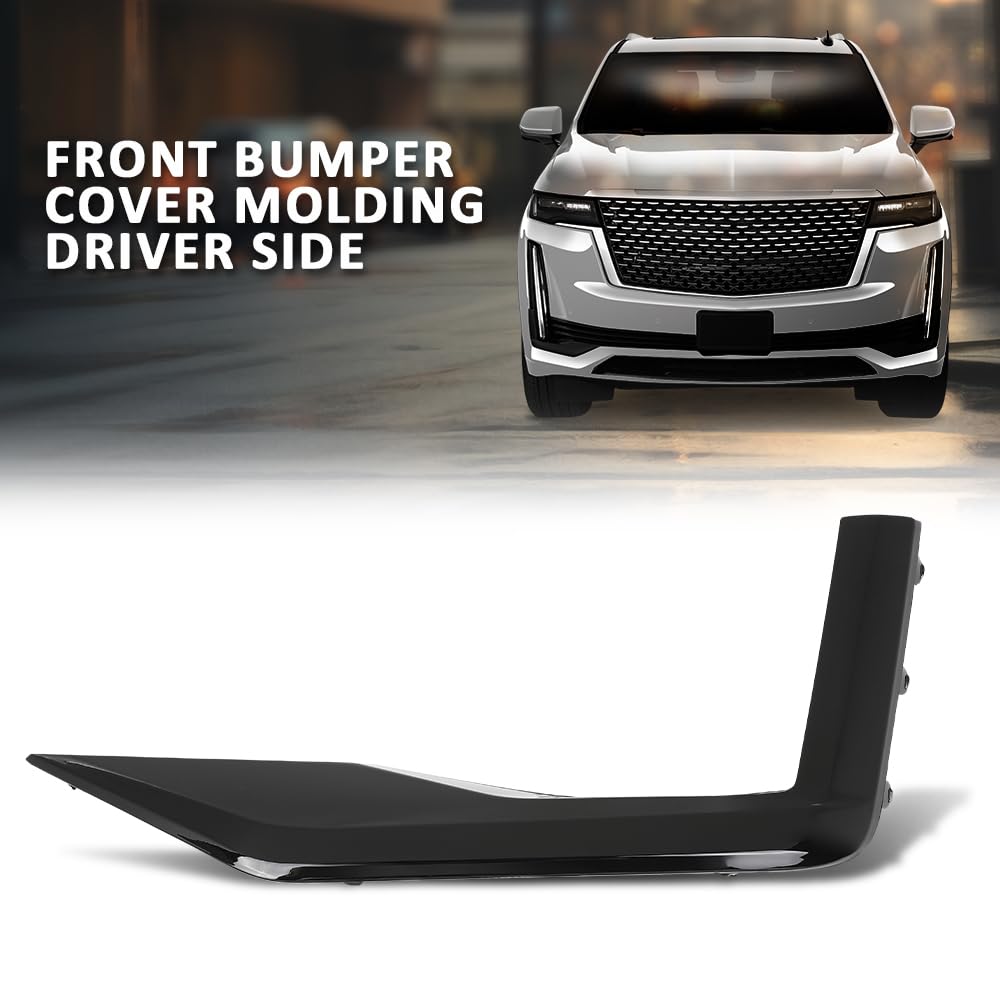 G-PLUS Bumper Cover Molding Driver Side Front Compatible with Cadillac Escalade/Escalade ESV (submodel: Sport, Sport Platinum) 2021-2024 GM1038295, 87829987 Gloss Black