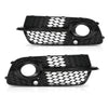 G-PLUS Front Bumper Fog Light Grill Grille Cover Painted with Silver Ring Compatible with Audi SQ5 2013-2017/Fit Audi Q5 S-Line 2013-2017 8R0807681M, 8R0807682J