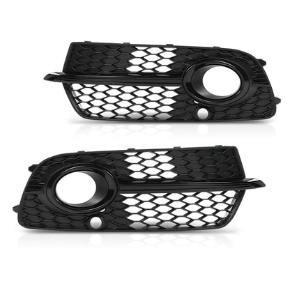 G-PLUS Front Bumper Fog Light Grill Grille Cover Painted with Silver Ring Compatible with Audi SQ5 2013-2017/Fit Audi Q5 S-Line 2013-2017 8R0807681M, 8R0807682J