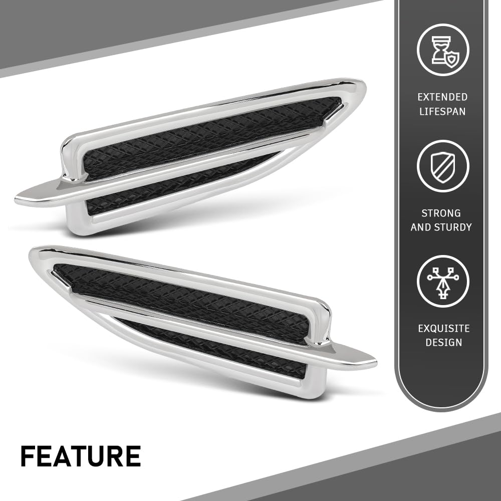 G-PLUS Pair Fender Vent Insert Chrome Molding Trim, Compatible with Ford Escape 2013-2015, LH Driver & RH Passenger Side, CJ5Z16228AB, CJ5Z16228AA, FO1267100, FO1266100