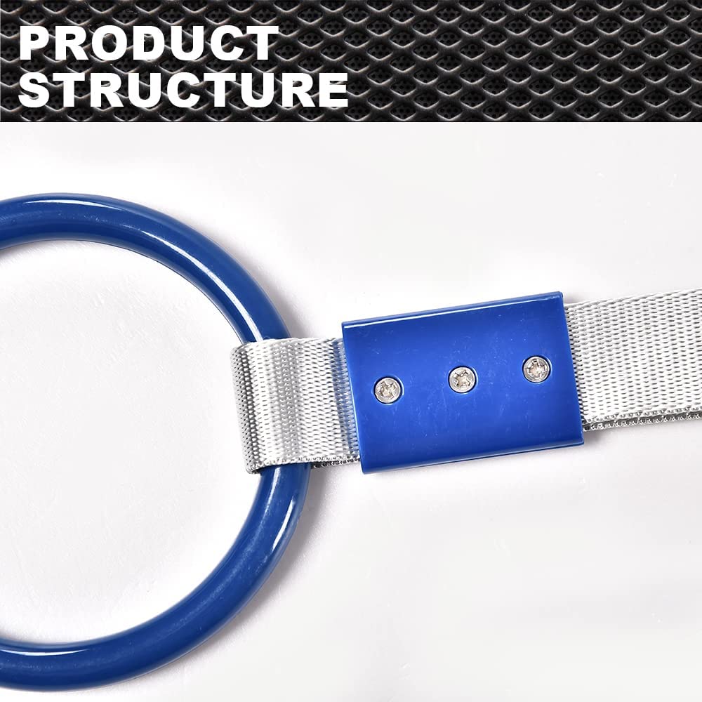 G-PLUS JDM Tsurikawa Ring Round Subway Train Bus Car Handle Hand Straps Drift Charm, Rear Bumper Warning Ring (Blue)