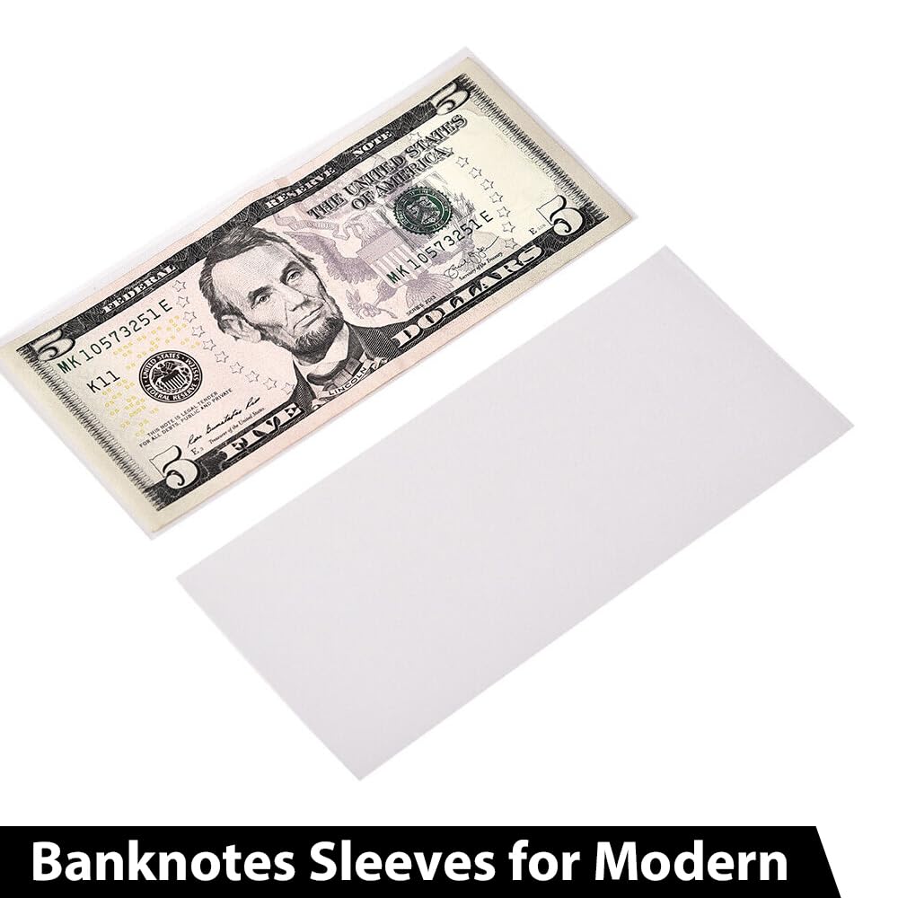 G-PLUS Clear Dollar Bill Holders for Collectors,100 Soft Ultra Thin Holders for Modern US Currency Protector Slab Holder Banknote Stamp Paper Souvenirs Storage
