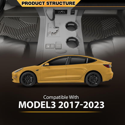 G-PLUS 6PCS Cargo Liners Fit 2017-2023 Tesla Model 3,Floor Liners & Trunk Mats 1st & 2nd & 3rd Row,All Weather Full Cover Protection TPE Car Mats Black