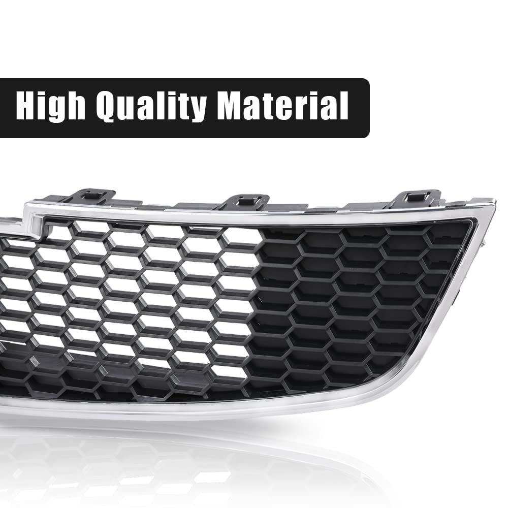 G-PLUS Front Bumper Bottom Grille Middle/Lower Compatible with 2011 2012 2013 2014 Chevy Cruze (does not fit ECO model) GM1200624, 95225615 Black Grill