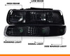 G-PLUS Headlights Assembly Fit 1999-2002 Chevy Silverado/ 2000-2006 Suburban Tahoe GM2521173 Smoky Lens Black Housing Clear Reflector