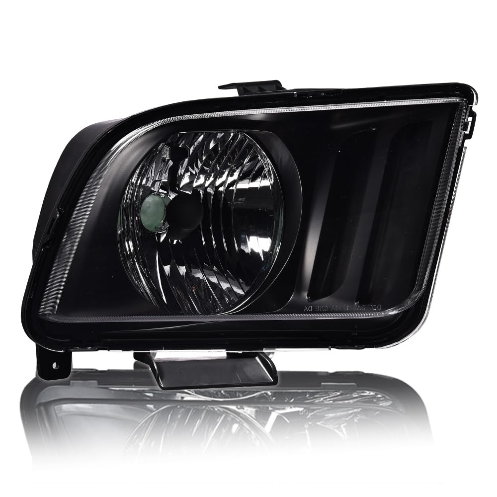 G-PLUS Headlight Compatible with Ford Mustang 2005 2006 2007 2008 2009 Right Bumper Headlamp, Clear Lens Black Housing Amber ReflectorBumper Headlamps,faros delanteros