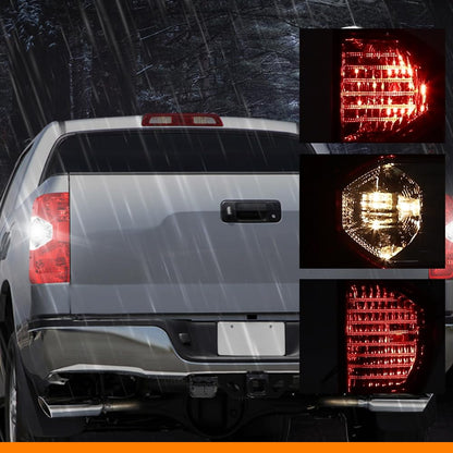 G-PLUS Tail Lights Assembly Compatible with Toyota Tundra 2014 2015 2016 2017 2018 2019 2020 2021 Left & Right Brake Tail Lamps, Red Lens Chrome Housing, 815500C100