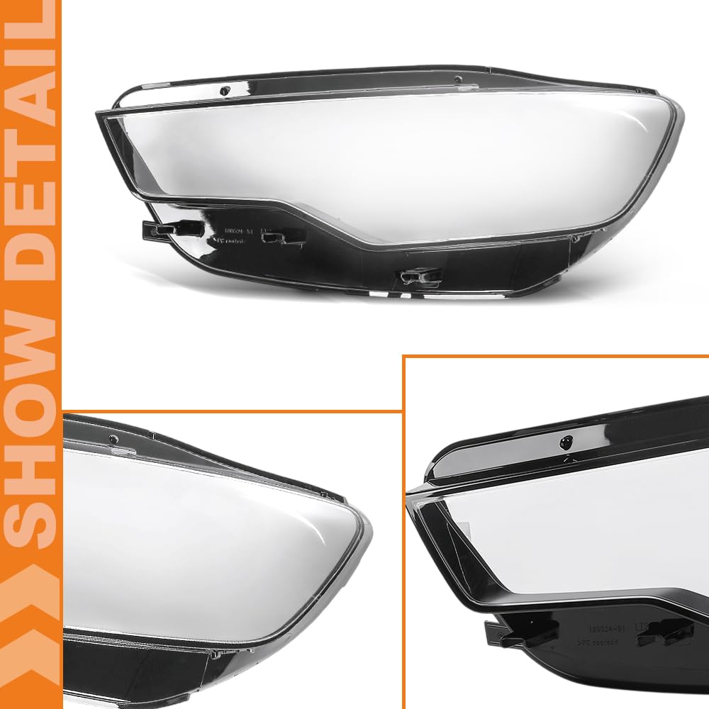 G-PLUS Headlight Lens Cover Compatible with Audi A6 C7 2011-2015 Left & Right Pair Front Headlamp Lens Cover Clear