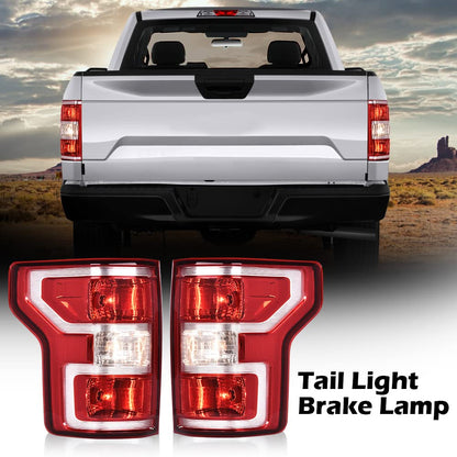 G-PLUS Rear Tail Lights Rear Brake Lamps Assembly W/Bulbs & Wiring Harness Compatible with Ford F150 2018 2019 2020 Luces Traseras Red