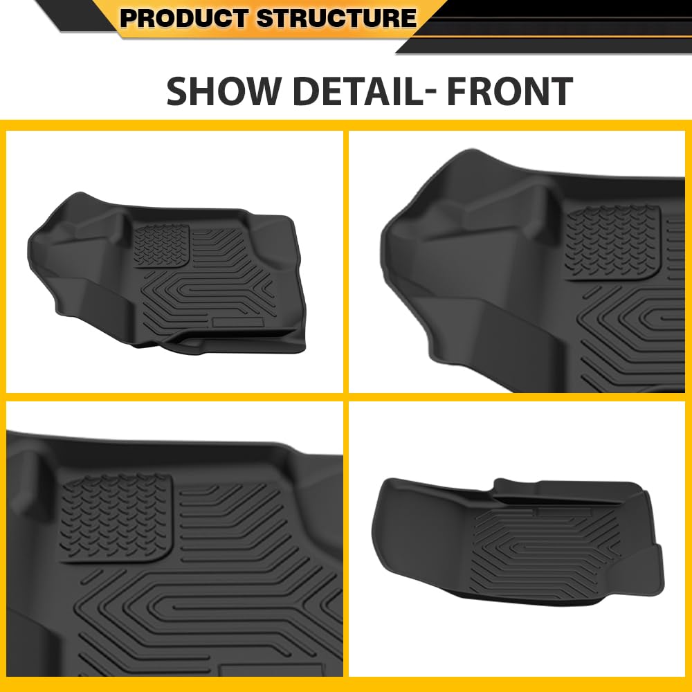 G-PLUS 2PCS Floor Mats Compatible with Ford F150 Super Crew 2015-2025(Fit 22-24 Lightning Models) Front Row Cargo Liner Black Floor Liners Accessories All Weather Full Cover Protection