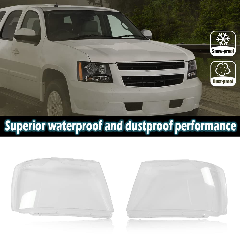 G-PLUS Headlight Lamps Protector Clear Lens Cover Clear Compatible with 2007-2014 Chevy Tahoe Suburban 1500/2007-2013 Chevy Avalanche Suburban 2500