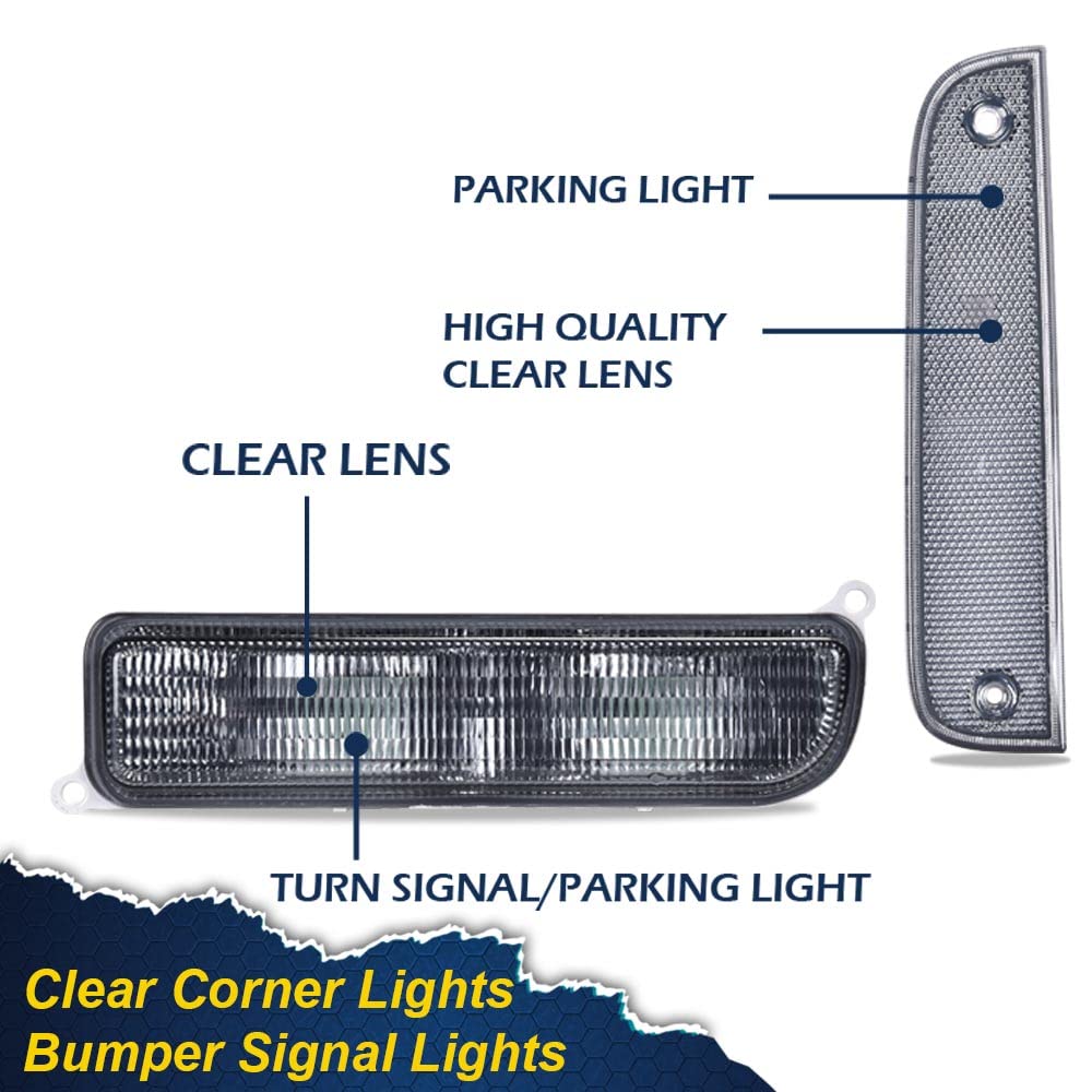 G-PLUS Corner Lights & Bumper Signal Lights Compatible with 1997-2001 Jeep Cherokee XJ,4 Pieces (Smoky lens Chrome Housing Amber Reflector)